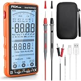 FKM Rechargeable Digital Multimeter Tester Auto-Ranging TRMS 6000 Counts | Smart Voltmeter Electrical Tester Measures AC/DC Current,Voltage,Capacitance,Resistance,NCV,Amp,Ohm,Diodes,Countinuity,Temp