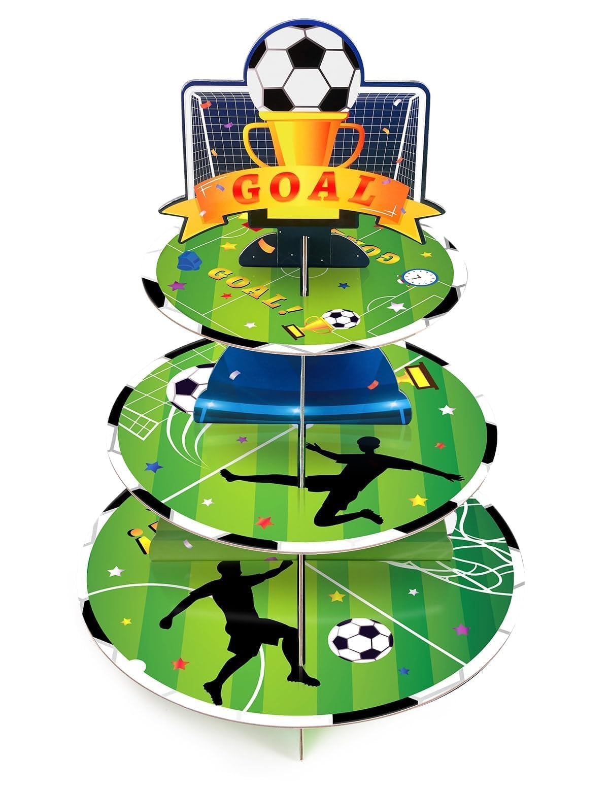 Photo 1 of WERNNSAI 3 Tier Soccer Cupcake Stand - Soccer Birthday Party Decorations for Boys Kids Sport Party Supplies Soccer Ball Cupcake Holder Dessert Tower for Birthday Soccer Theme Party BabyShower Supplies
