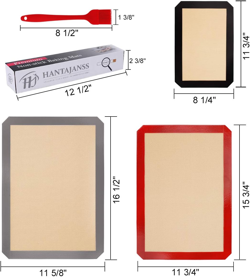 Silicone Baking Mat Set, Half Sheets Cooking Macaron Pastry Mats, Non-Stick Large Liner 11 5/8 ×16 1/2: Kitchen & Dining
