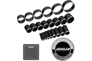 JIDOLAR 24 Pieces Leather Circle Cutter Tool Set, Hole Punch Tools with 1-15mm 20 25 30 35 40 45 50 55 60mm, High Carbon Steel Round Cutting Dies, Hole Punch Tool Kit for DIY Leather Crafts