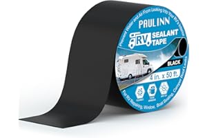 PAULINN RV Roof Tape Black, 4 Inch X 50 Foot Camper Roofing Repair Tape, UV & Weatherproof Roof Seal Tape for RV Camper Trail