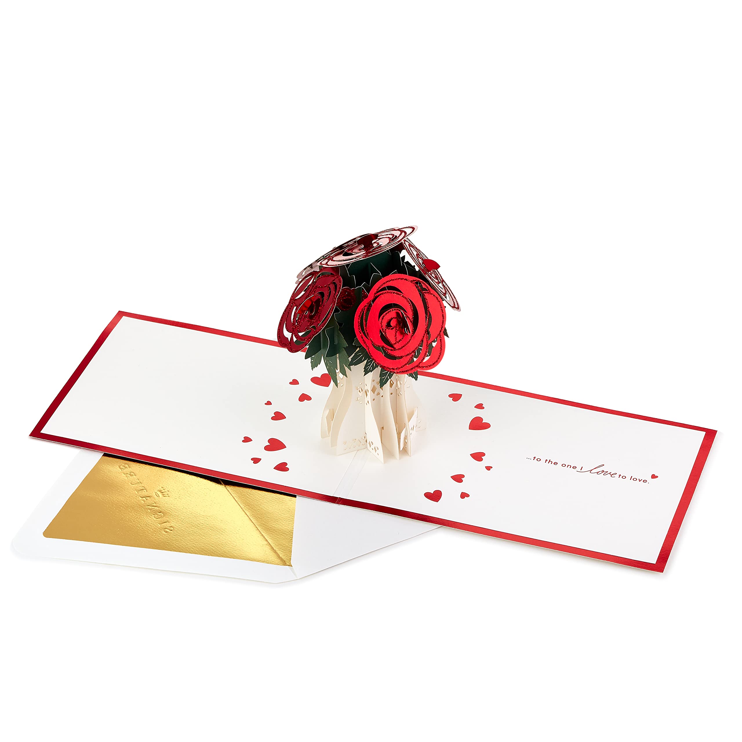 Hallmark 3D Pop-Up Valentine's Day Card - Love You Rose Bouquet Design Red & White 25565689
