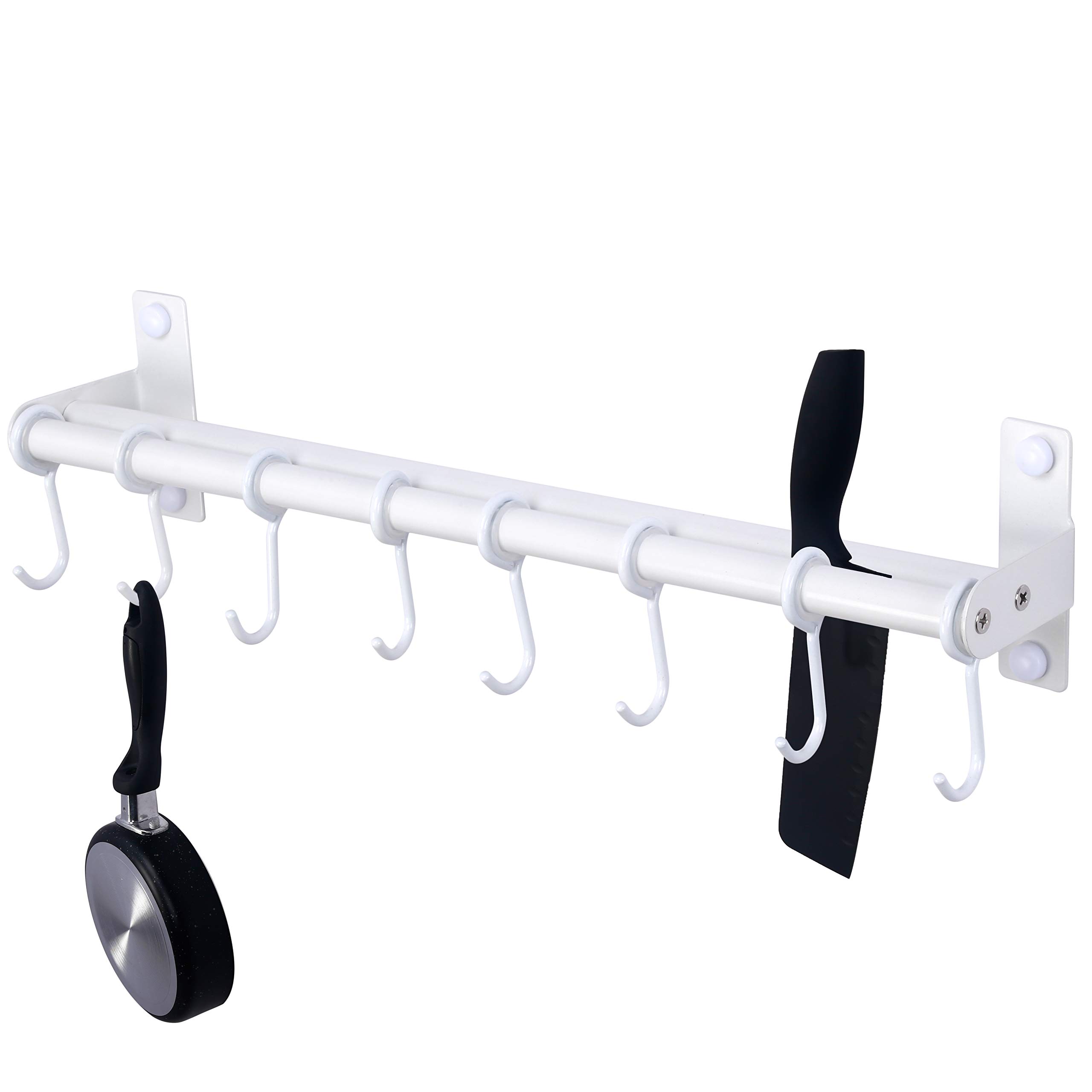 Dseap Pot Rack - Pots and Pans Hanging Rack Rail with 8 Hooks, Double Bars, Pot Hangers for Kitchen, Wall Mounted, White โ image 1