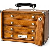 INWINACALT Heritage 4-Drawer Desktop Tool Box, Lock &amp; Felt Lining | Compact furniture-inspired desktop organizer for fine tools, jewelry &amp; collectibles, with felt-lined drawers and lock.