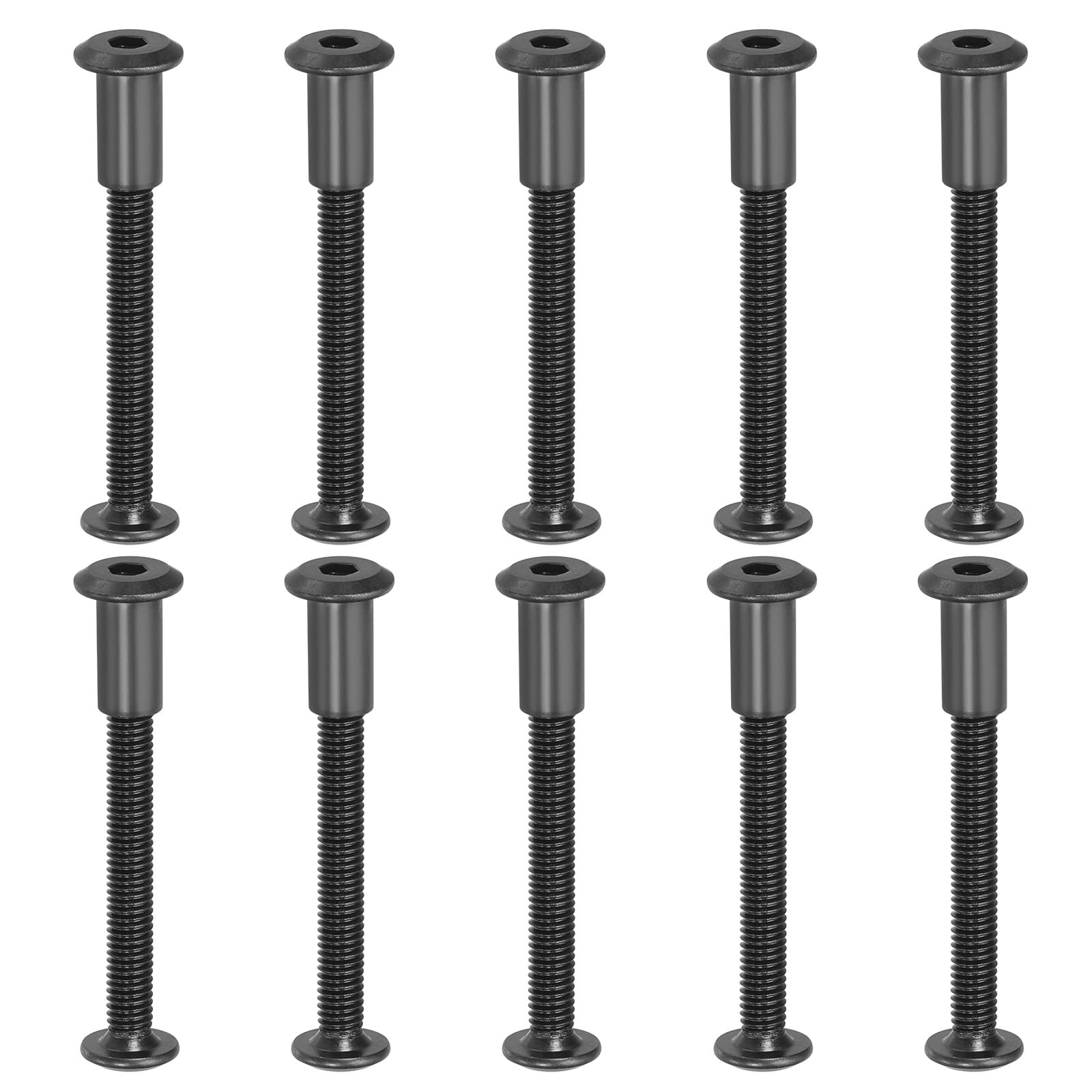 PATIKIL M6 x 50 mm Hex Chicago Screws, 20 Set Binding Screw Posts Connecting Hex Drive Socket Cap Bolt Nuts for Scrapbook Leather Belt Album Photo Furniture Repair, Black