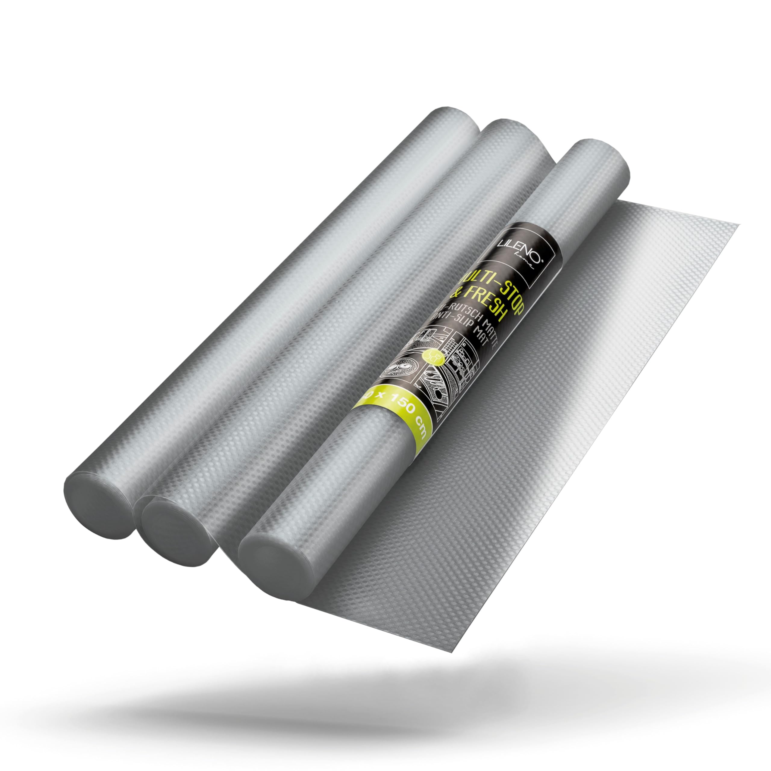 LILENO HOME Drawer Mat 30 x 150 cm (Silver) Set of 3 - Non-Slip Mat Drawers as Drawer Insert for Fridge - Drawer Inserts Can Be Cut to Size as Non-Slip Mats Kitchen