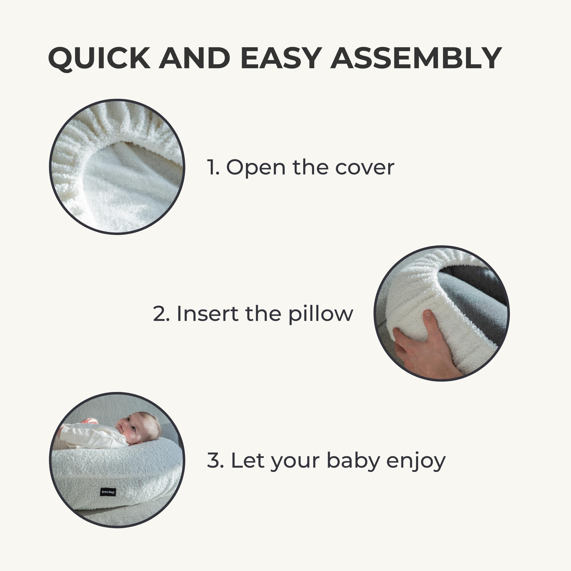Love bug Baby Lounger Cover - Newborn Lounger Cover - Baby Lounger - Turn Any Pregnancy Pillow Nursing Pillow into a Lounger - Removable Cover - Soft Teddy Fabric