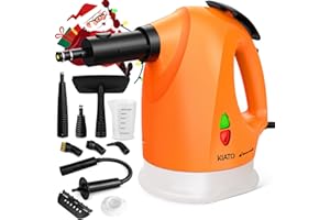 Kiato Handheld Steam Cleaner, Upholstery Steamer for Cleaning, 10 in 1 Steamer with Continuous Steam Lock, 120℃ Pressurized, for Couch, Furniture, Grout, Tile, Add Water Anytime, Save Time and Effort