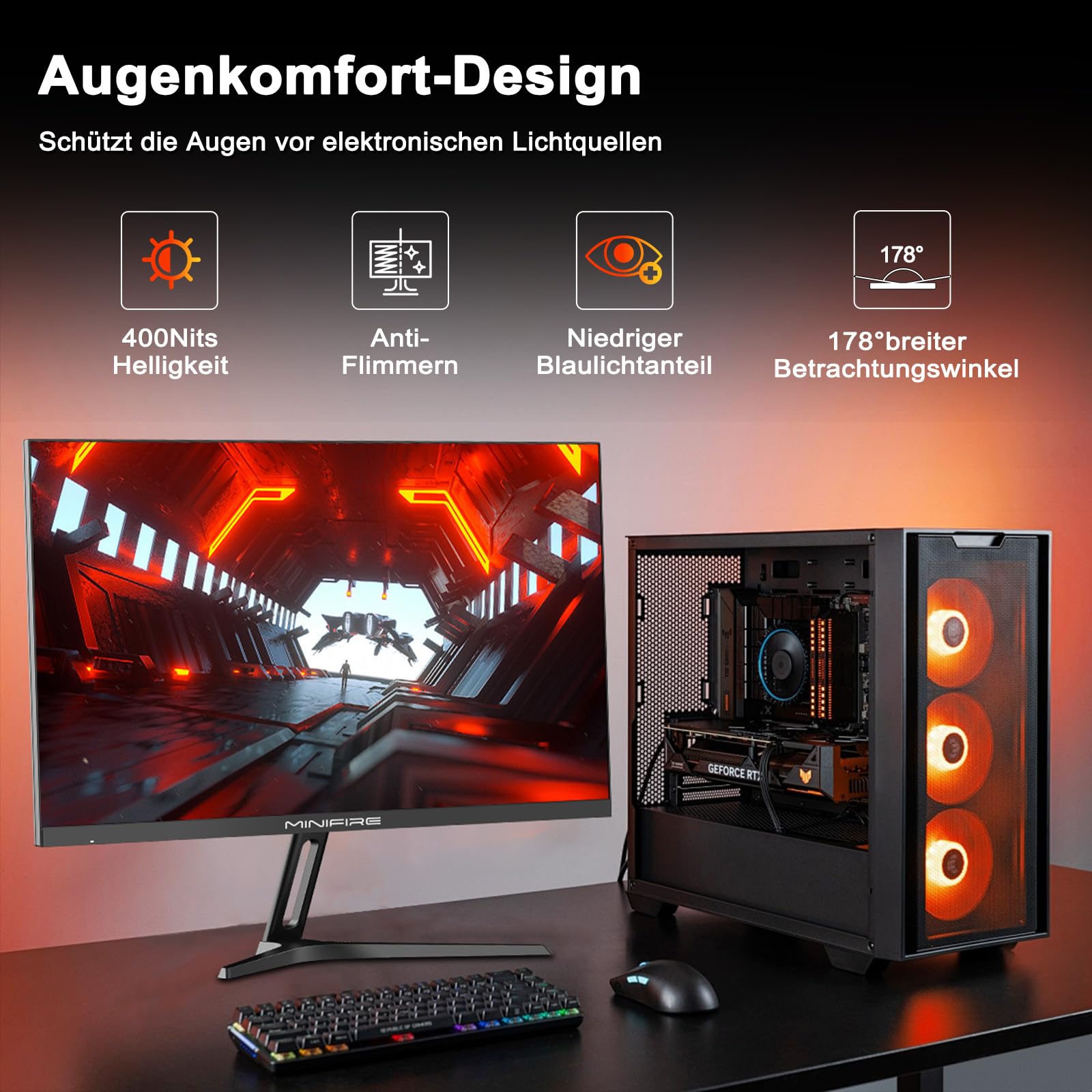 Minifire Gaming Monitor 27 Zoll - WQHD(2560×1440p),200 Hz, 1ms(OD) | HDR, Adaptive Sync-Technologie, Motion Blur Reduction Technologie | Schnelles IPS-Panel (MFG27F4Q-200) 7