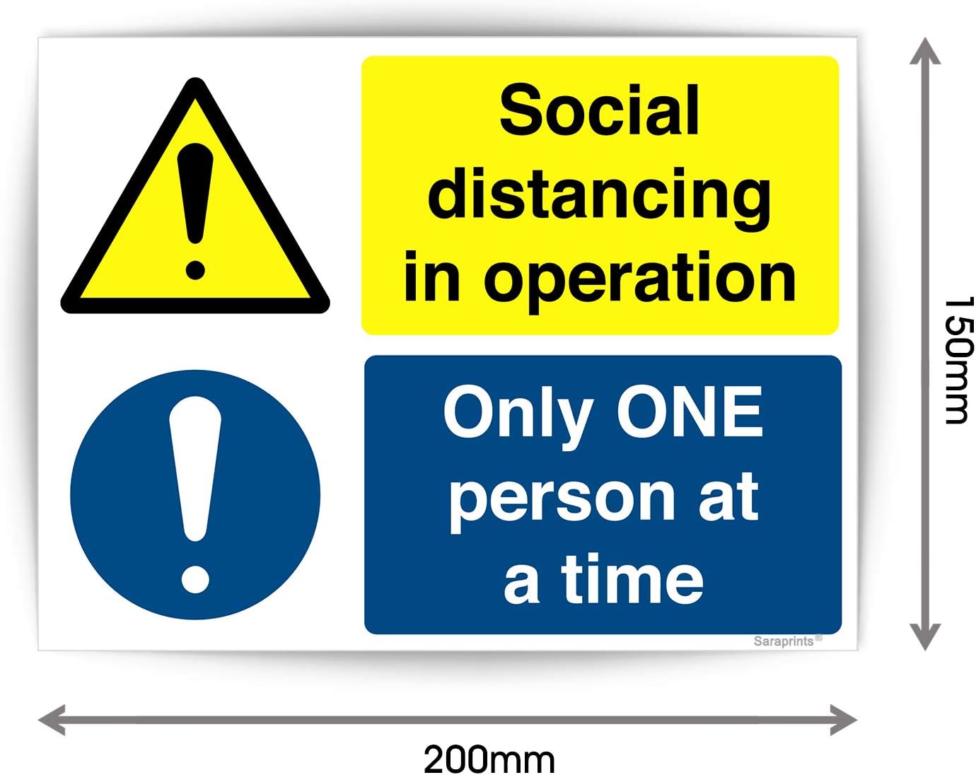 Pack of 2 One Person at a Time Sticker Self Adhesive Waterproof Vinyl 1 Person Only Sign 150mmx200mm V1124 - Image 4