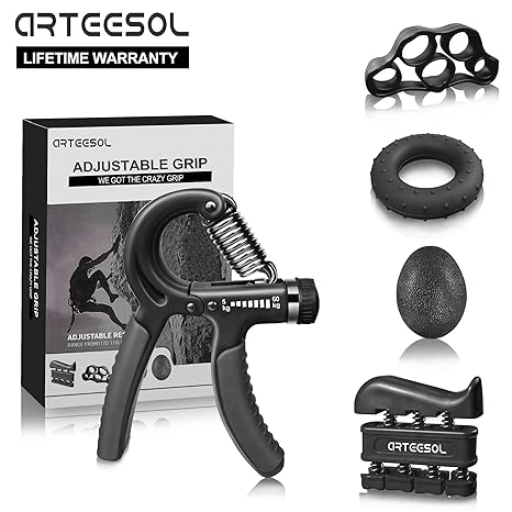 arteesol Handtrainer Fingertrainer Set, Hand Trainingsgerät, Verstellbar Hand Grip Trainer Strengthener für Klettern, Therapi