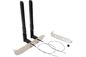 TENMORY WiFi Antenna 8dBi RP-SMA Male 2.4Ghz 5.8Ghz Dual Band + 10in U.FL IPEX MHF4 to RP SMA Female Extension Cable for M.2 NGFF + Computer Back Slot Cover Bracket
