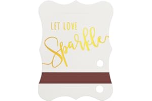 MGWOTH 100 PCS Wedding Send Off Tags, “Let Love Sparkle” Gold Foil Stamped Metallic Paper Sleeves with Match Striker Strips for Anniversary Parties Graduation Birthday Engagement Event