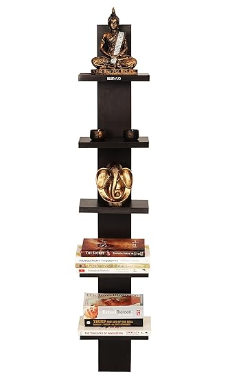 Bluewud Louis Wall Decor Shelf/Wall Display Rack (Wenge, 5 Shelves) S-LO-W5