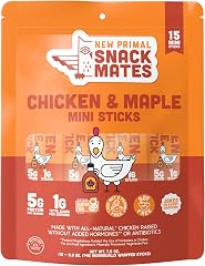 Snack Mates by Noble Made by The New Primal, Chicken and Maple Mini Meat Snack Sticks, 2.5 Ounce
