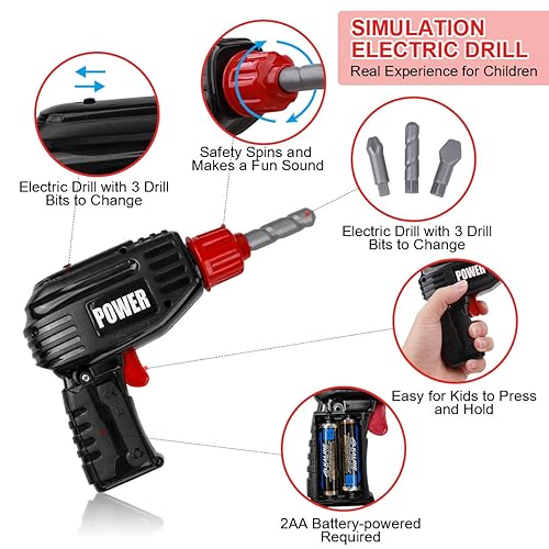 LOYO Kids Tool Set Pretend Play Construction Toy with Tool Box