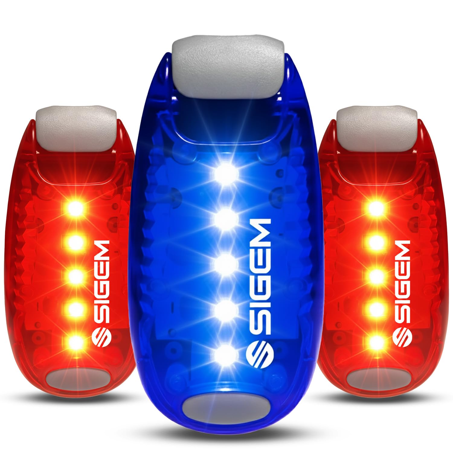 SIGEM LED Safety Lights (3 Pack) + Extra Bonus Items, Clip on Flashing Strobe Light, High Visibility for Running Jogging Walking Cycling for Kids Dogs Bicycle Helmet Bike Tail light