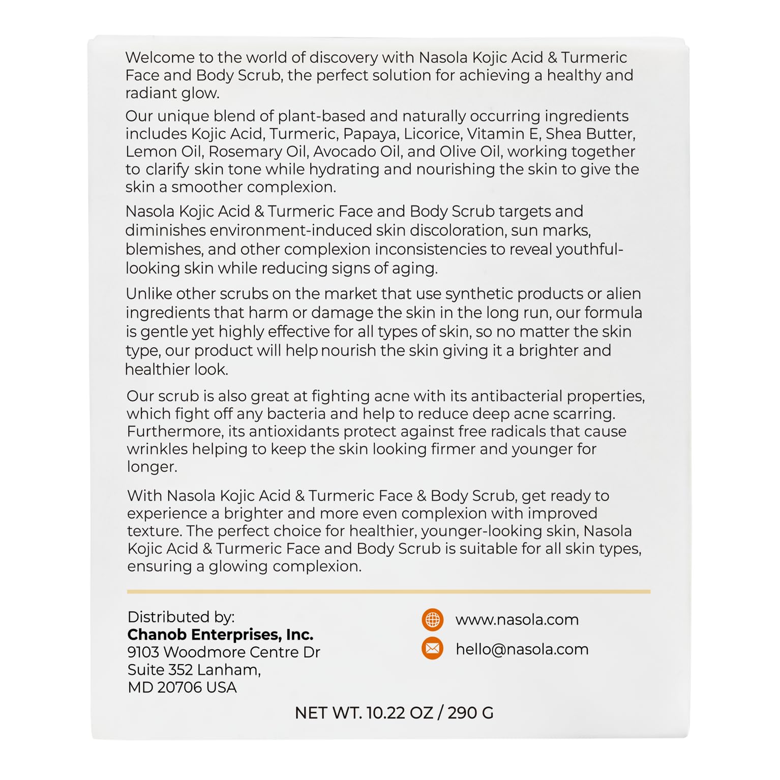 Nasola Kojic Acid Turmeric Face and Body Scrub