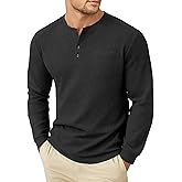 Uni Clau Men's Henley Shirts Long Sleeve Waffle Button Shirt Fall Fashion Casual Pullover Shirt