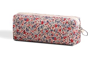 SURBEAV Pencil Case Pen Case Office College School Storage Bag Pouch Holder Box Organizer Makeup Pouch Cosmetic Bag Aesthetic floral flower Cute Pencil Case for Girls Boys Kids (Small floral beige)