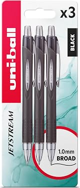 uni-ball SXN-210 RT Jetstream Black Retractable Rollerball Pen 3 Pack