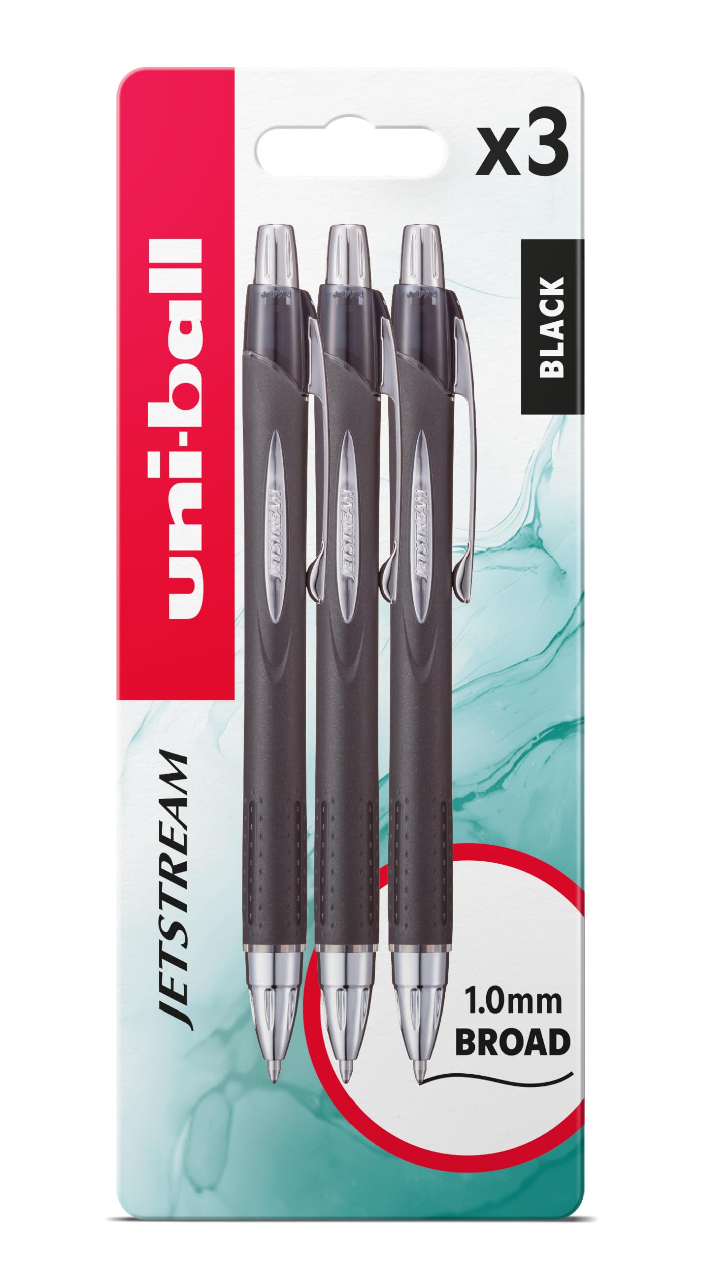 uni-ball SXN-210 RT Jetstream Black Rollerball Pens - Extremely Smooth Writing, Drawing, Art, Colouring, Note Taking, Journaling. Ink Dries Instantly. Does Not Smudge. Retractable Ballpoint - 3 Pack