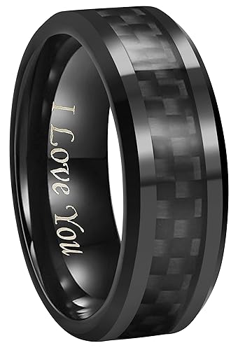 6mm 8mm 10mm Black Carbon Fiber Black Tungsten Carbide Wedding