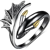 Daixiya Dragon Ring 925 Sterling Silver Adjustable Wrap Black Gold Dragon Rings Dragon Jewelry Gifts for Women Men