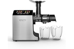 WHUTO Masticating Juicer Machines, Touch Screen Juice Maker, Juice Extractor Machine for Vegetable & Fruit, Electric Juicer with 2 Speed Modes & Quiet Motor, Easy to Clean with Brush, Black