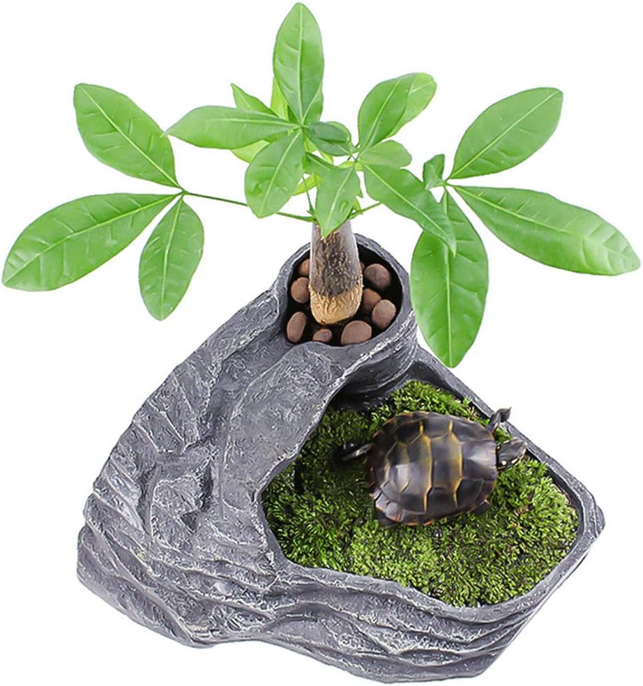 JKGHK Large Size Turtle Basking Platform Resin Reptile Climbing Ramp Basking Ledge Shelf Hideout