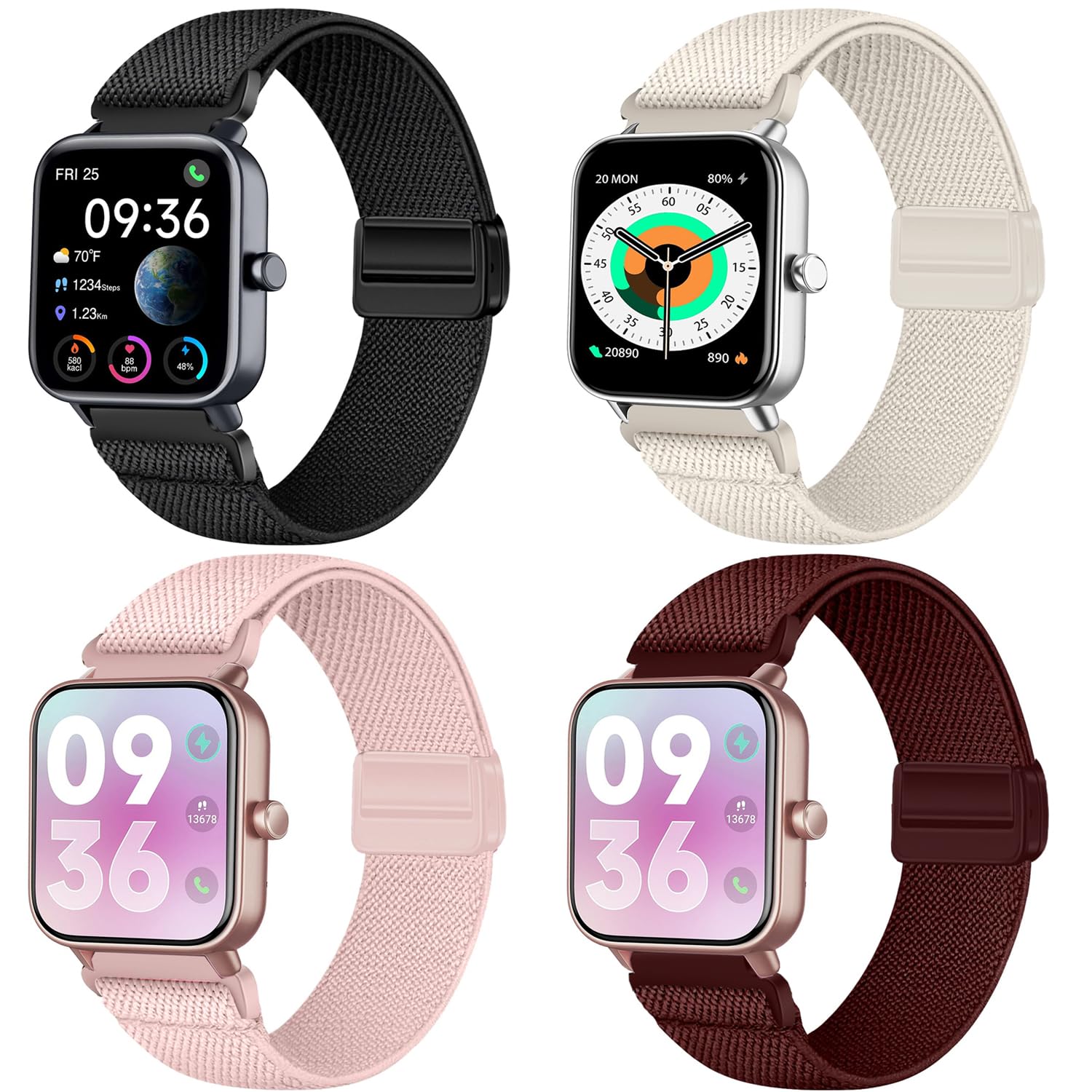 VELULYX Nylon Band Compatible Veryfit Smart Watch IDW19/IDW13/IDW16/IDW18, 22MM Band Elastic for Gloryfit P66/P66D/P72/P95,TUYOM LW36,H1/D1,T50S/T60/T70,Y6,YB54,G39,AGPTE LW11