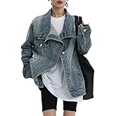 Dawery Women's Denim Coat Turtleneck Single Breasted Full Sleeve Patchwork Versatile Jacke Autumn Spring