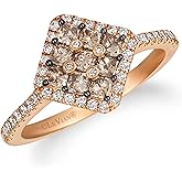 LE VIAN 1 Carat Chocolate and White Diamond Statement Rhombic Ring for Women In 14K Rose Gold (Brown/G-H, VS2-SI1, Cttw) Promise Anniversary Ring Size 7