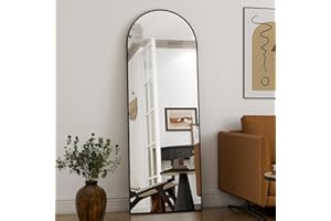 HARRITPURE 58"x18" Arched Full Length Mirror Free Standing Leaning Mirror Hanging Mounted Mirror Aluminum Frame Modern Simple Home Decor for Living Room Bedroom Cloakroom, Black
