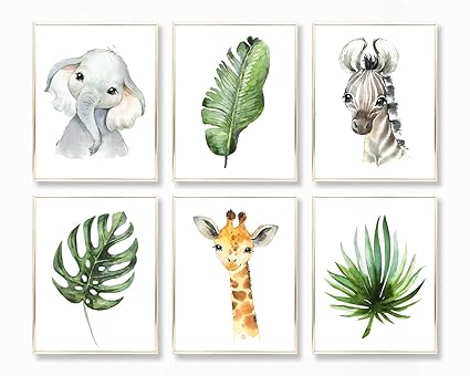 safari tropical nursery wall prints