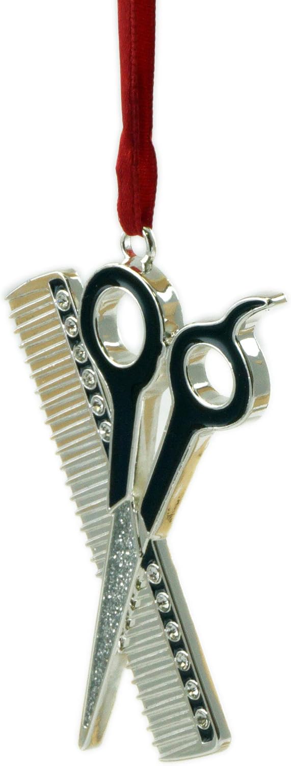Gerson Hairdresser Comb & Scissors Cosmetology Hanging Christmas Ornament