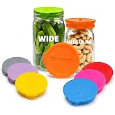 ORIGINAL CREATOR-8 Pack Silicone Mason Jar Lids for Ball, Kerr and More,Fit Regular Mouth &amp; Wide Mouth Storage Caps for Mason/Canning Jars,Leak-Proof,Dishwasher Safe(Single-color)