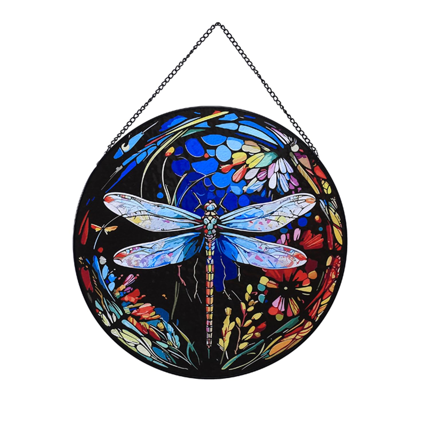 Payutou Hanging Stained Glass for Windows,20cm/7.87inch Dragonfly Hand-Painted Sun Catcher Garden Hangings Christmas Mother's Day, Valentine's Day Ornaments Festival Gift (A style)