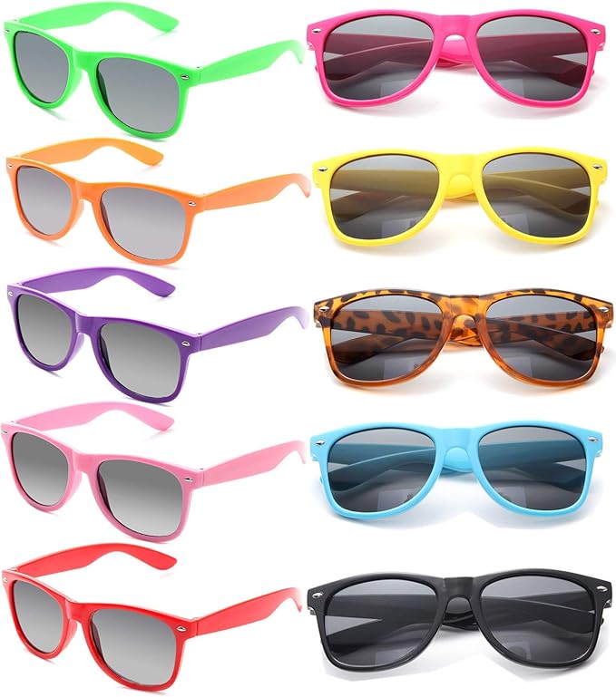 thumbnail image 2 of 100 Pairs Retro Sunglasses Bulk - 20 Colors 80s Style Party Glasses For Adults & Kids (UV Protection) 2 of 11