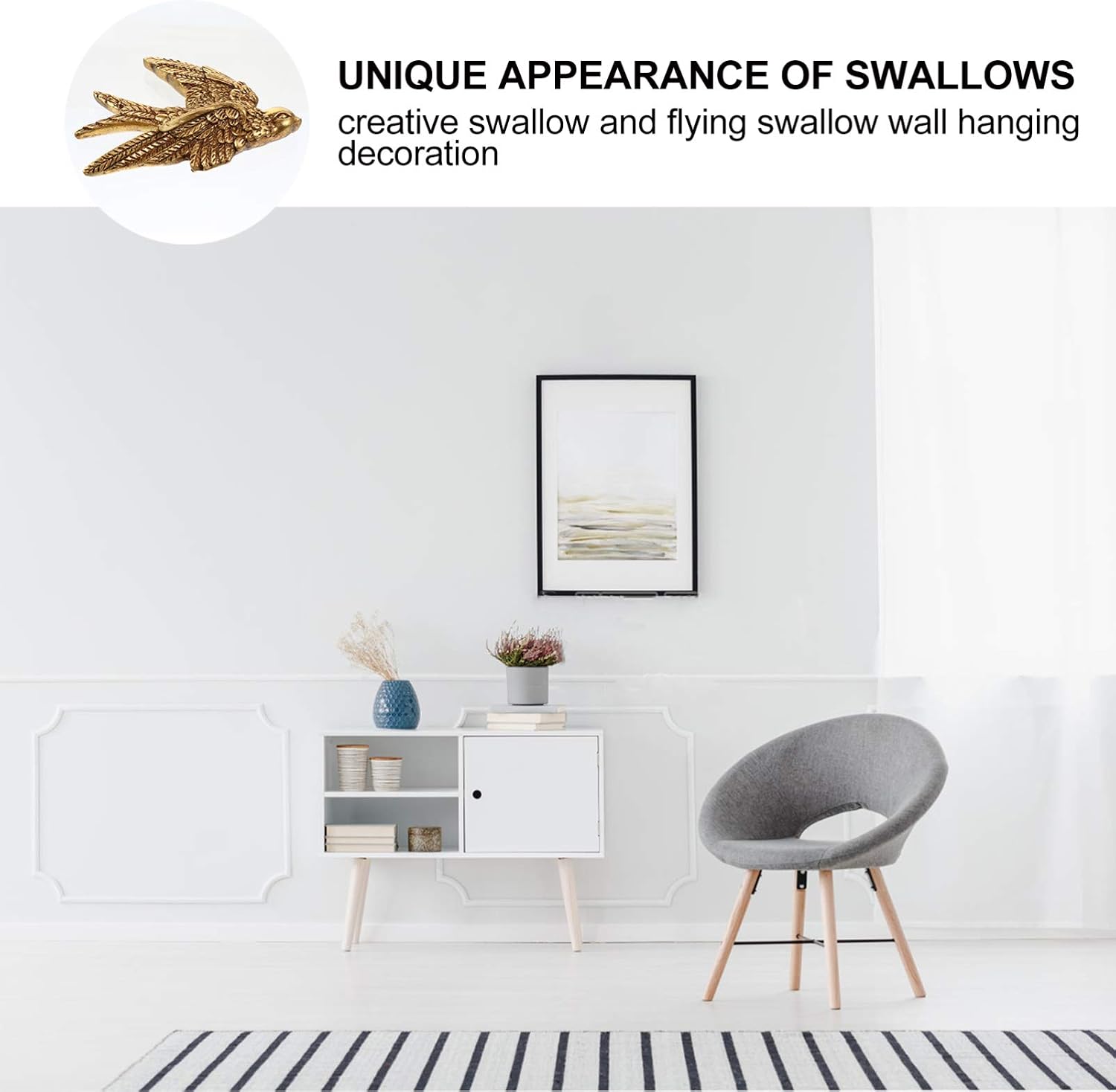 YARNOW 3D Wall Art Bird Resin Sparrow Figurine Wall Ornament Sparrow Birds Sculptures Wall Hanger Retro Hanging Pendant Decor for Bedroom Living Room Home Decor - Image 4