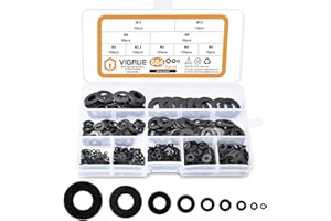 VIGRUE Assorted Flat Washers Set 684 Pieces -9 Sizes M2 M2.5 M3 M4 M5 M6 M8 M10 M12 Black Zinc Plated Alloy Steel Washers Hardware Assortment