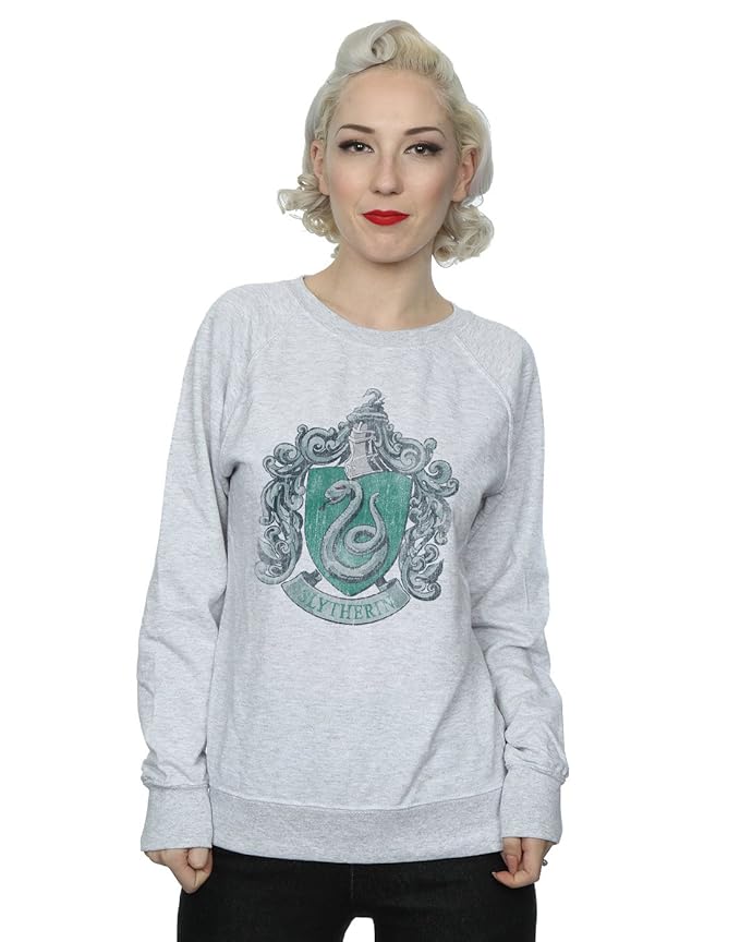 Harry Potter Damen Slytherin Distressed Crest Sweatshirt