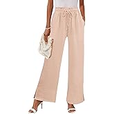 Rapbin Wide Leg Pants Woman Palazzo Pants High Waisted Drawstring Spring Summer Casual Flowy Trousers with Pockets