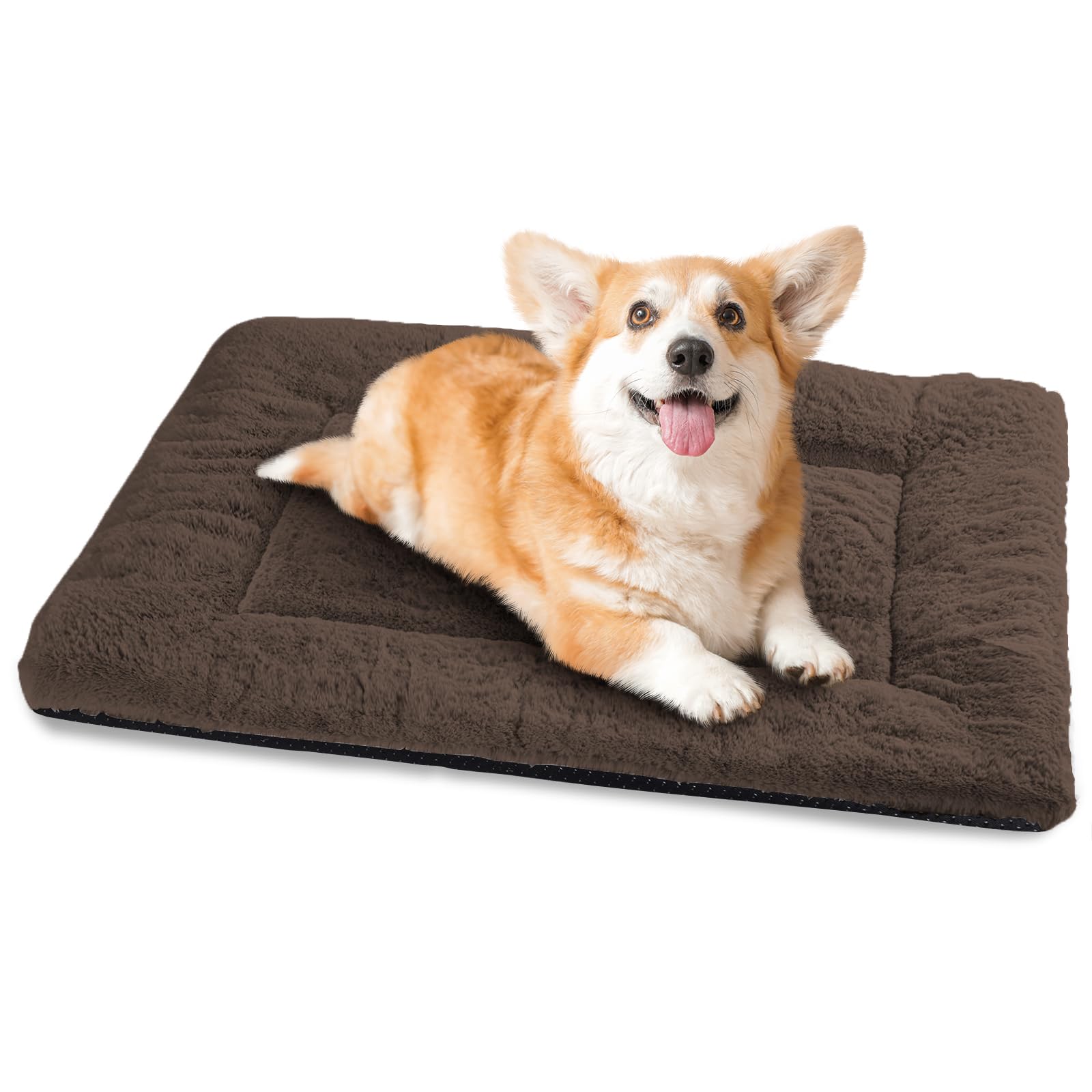 Baodan Dog Bed Medium Washable, Plush Pet Cat Beds Cushion Mattress, Soft Warm Dog Mat Pad for Medium Large Dogs- M 75x50 cm, Brown