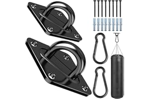 Morzejar Heavy Duty Black Hammock Hooks Screws Bolts Included, Over 1700 lb Rust-Resistant Swing Hook Hardware, M10 Hanging Kit for Porch Yoga Seat Trapeze (Indoor/Outdoor)