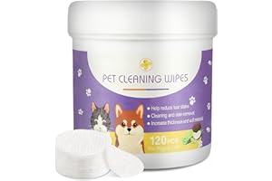 Dog Eye Wipes, 120 Count Cat Eyes Cleaning Wipes Gentle Pet Tear Stain Remover, Hypoallergenic Puppy Dogs Eye Wash Cleaner fo