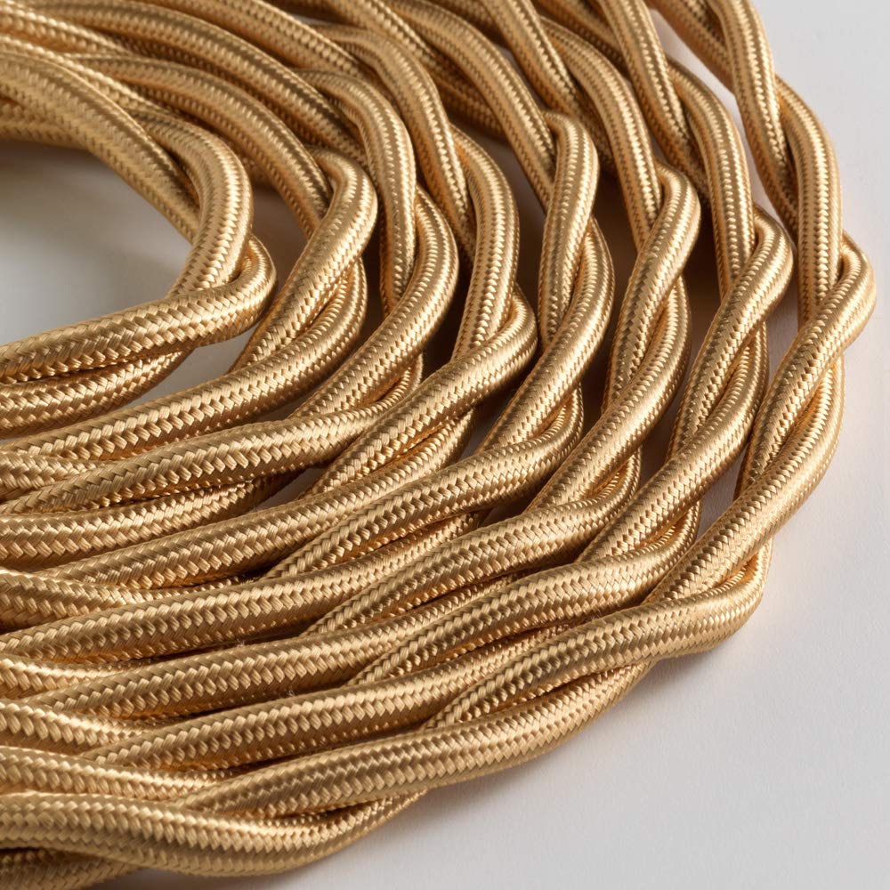 Klartext - Braided Textile Cable LUMIÈRE TV/LAN, Gold, 10mt.|Warning: Antenna Cable and Phone Together!