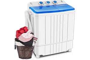 Nictemaw Portable Washing Machine, 17.6Lbs Twin Tub Washer and Dryer Combo, 2 in 1 Mini Washer with Built-in Drain Pump/Time Control, Semi-Auto 11Lbs Washer 6.6Lbs Spinner for Home, Apartments, RVs