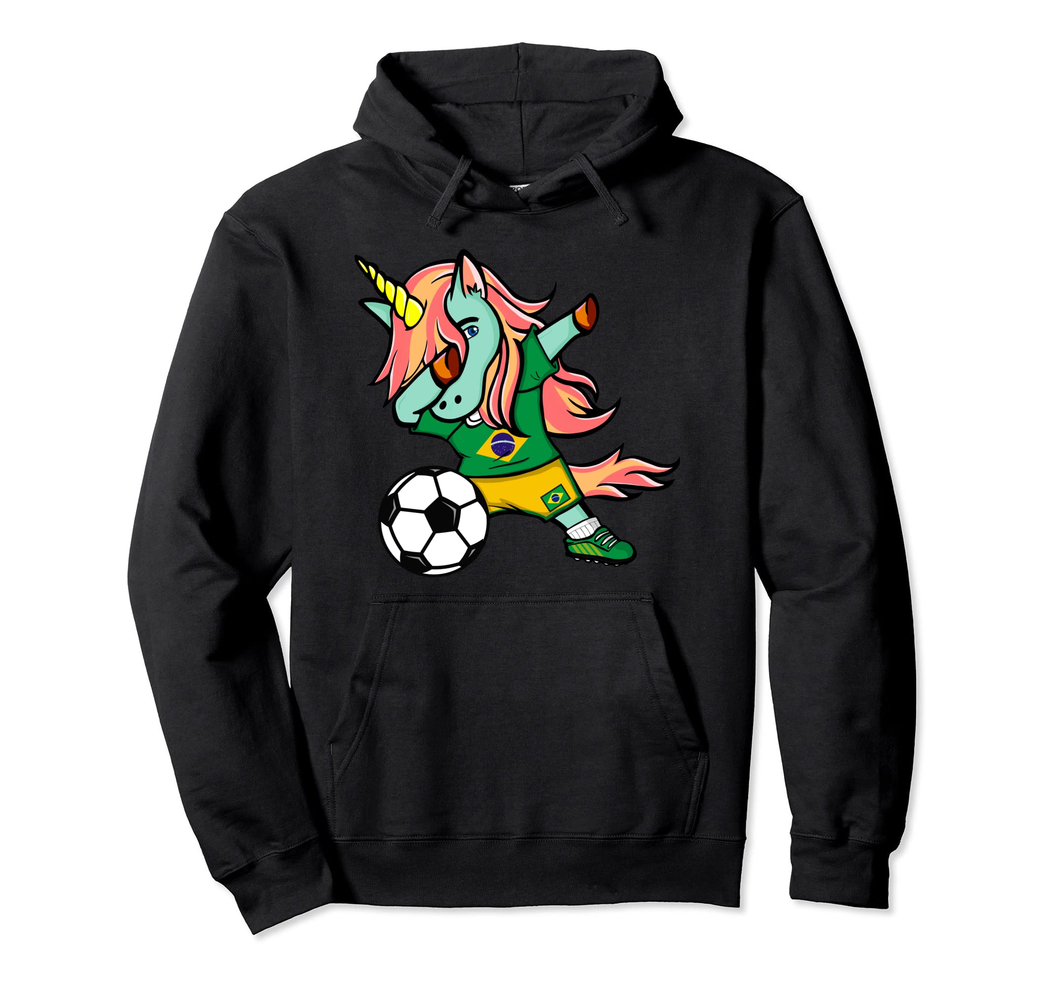 Dabbing Unicorn Brazil Soccer Fans Jersey Brazilian Football Pullover Hoodie