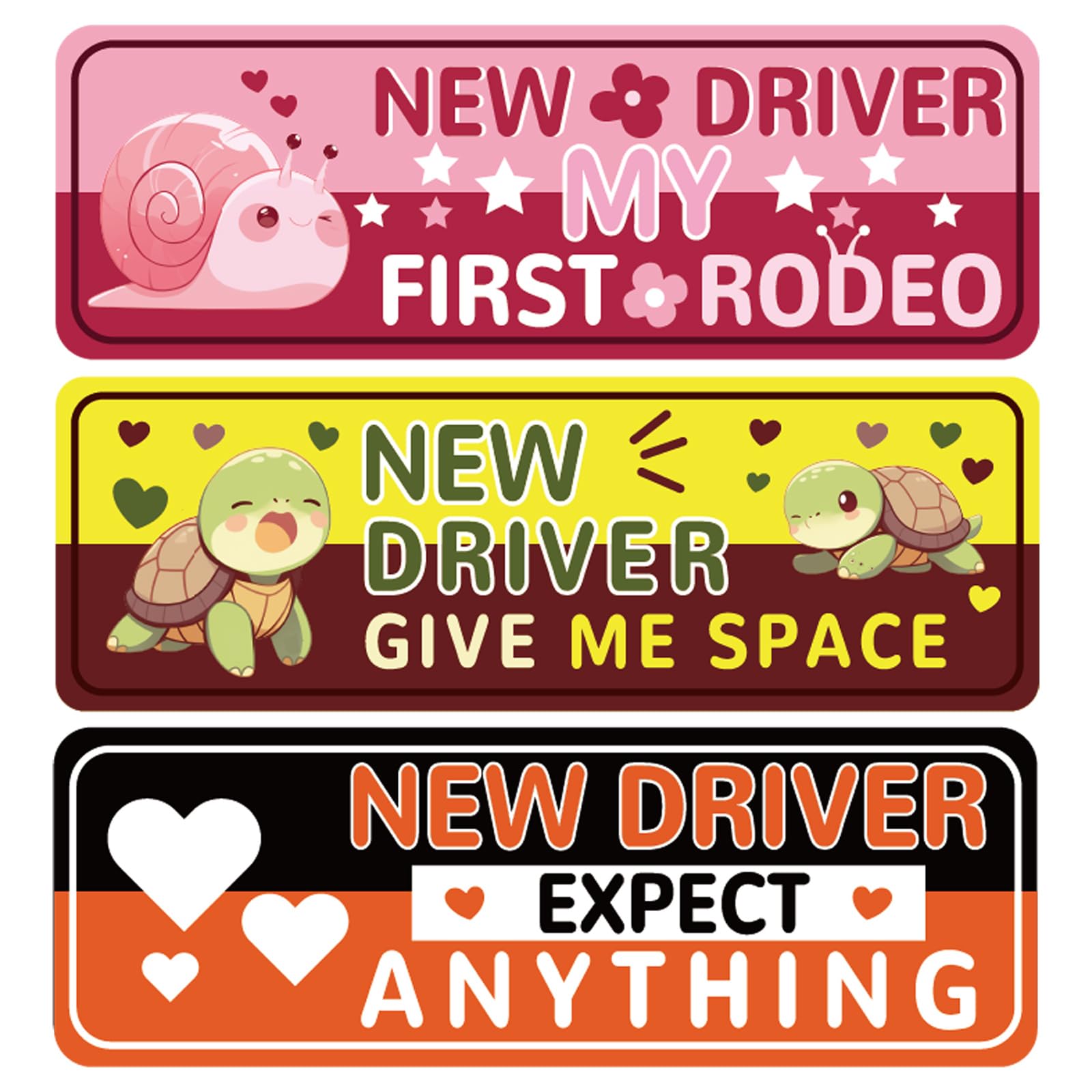 Photo 1 of 3pcs Magnetic New Driver Sticker for Car, 9.88x3.35in Reflective Removable Learner Driving Safety Magnets Reusable Student Driver Warning Signs for Car Accessory Bumper